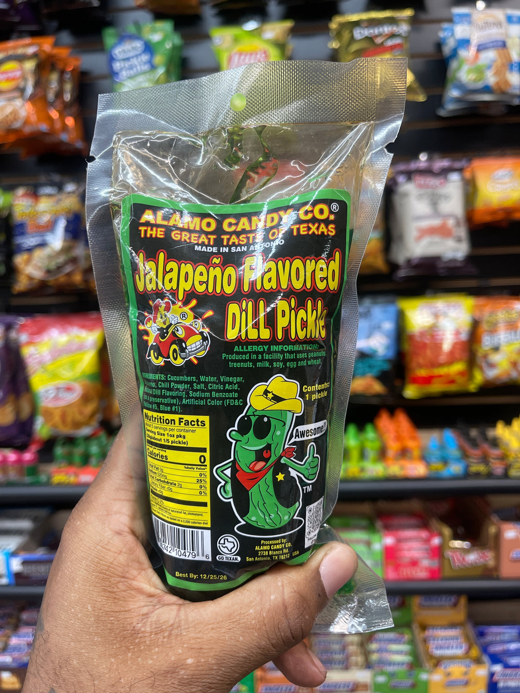 Alamo Candy Co Jalapeño Flavored Dill Pickle(USA)