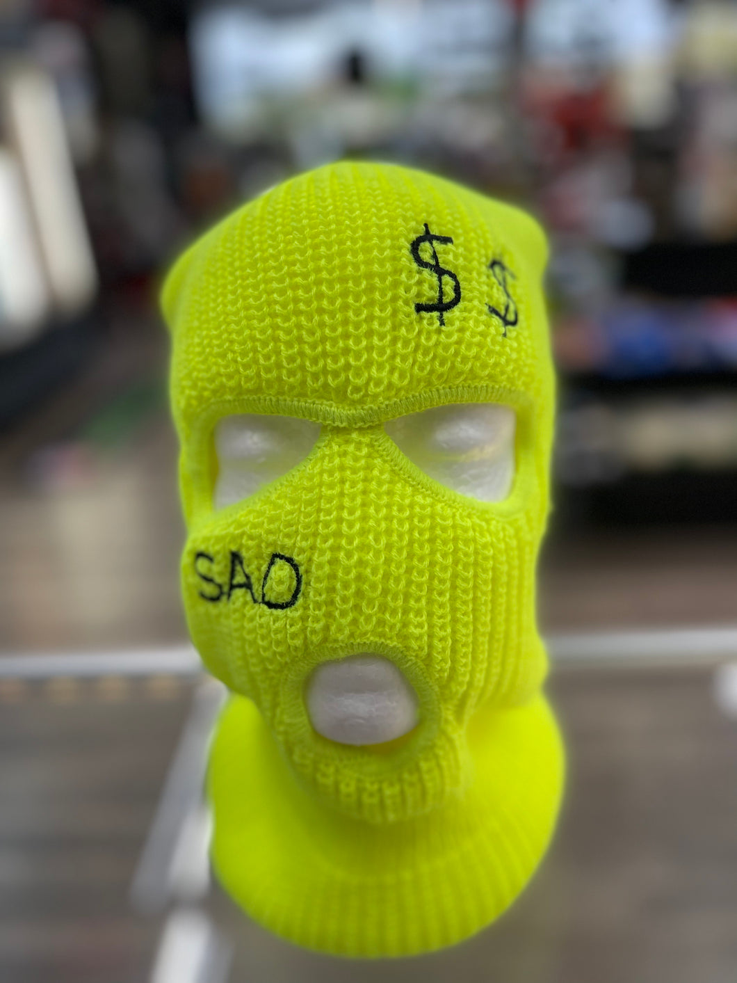 Ski Mask Sad Neon Yellow